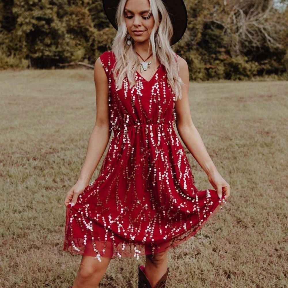 Southern fried chics rumor going round sequin dress
